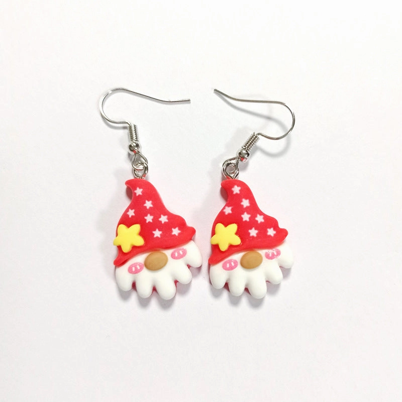 Wholesale Christmas Cartoon Resin Santa Gingerbread Man Earrings