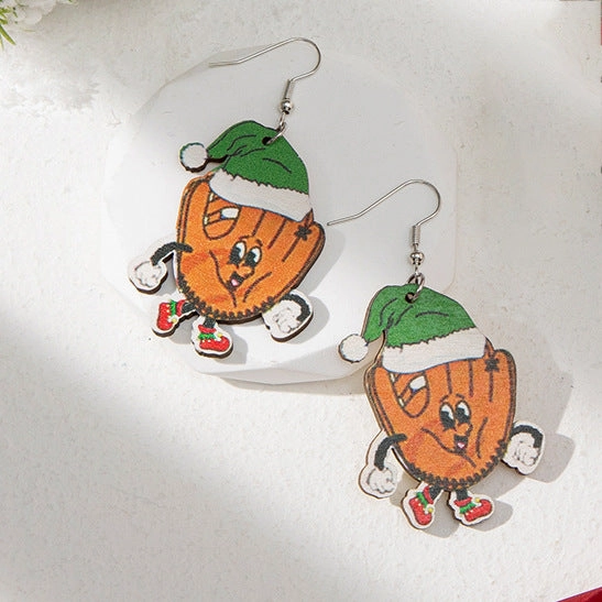 Wholesale Christmas Cartoon Santa Claus Acrylic Earrings