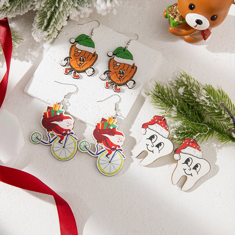Wholesale Christmas Cartoon Santa Claus Acrylic Earrings