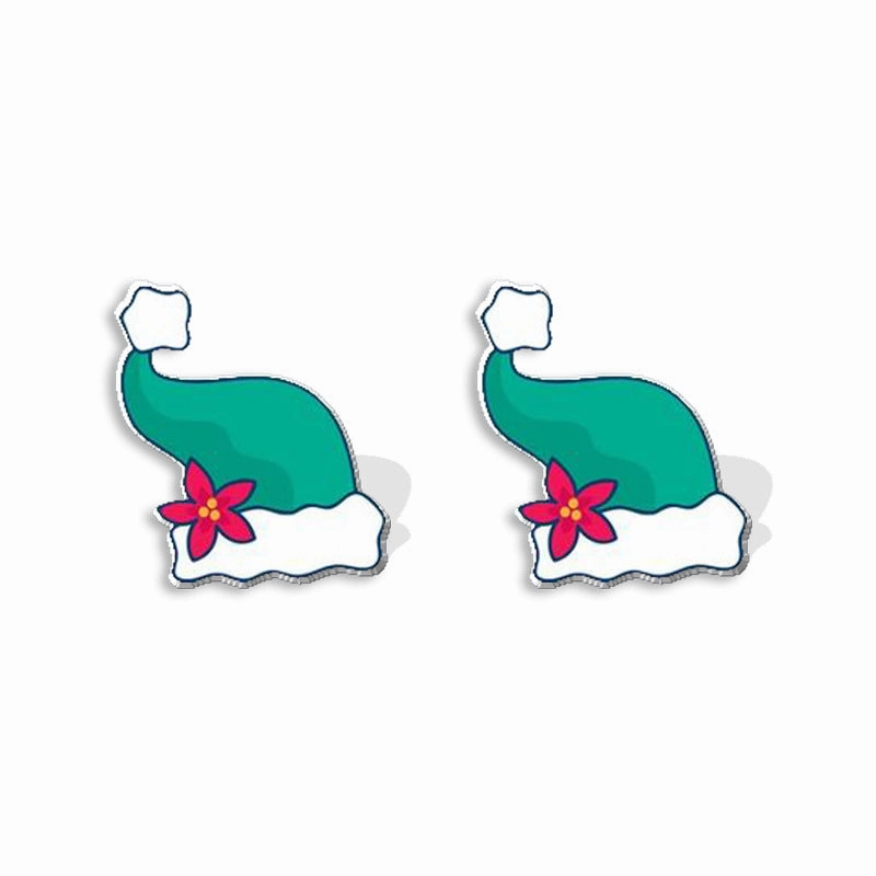 Wholesale Christmas Cartoon Santa Hat Acrylic Mini Earrings