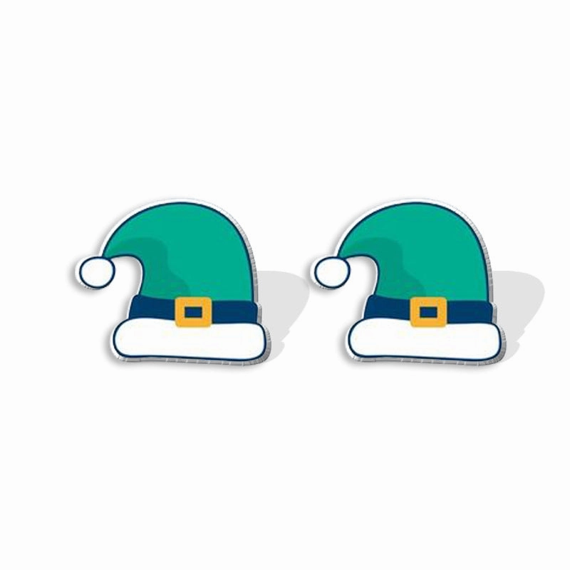 Wholesale Christmas Cartoon Santa Hat Acrylic Mini Earrings