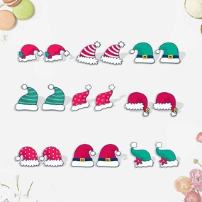Wholesale Christmas Cartoon Santa Hat Acrylic Mini Earrings