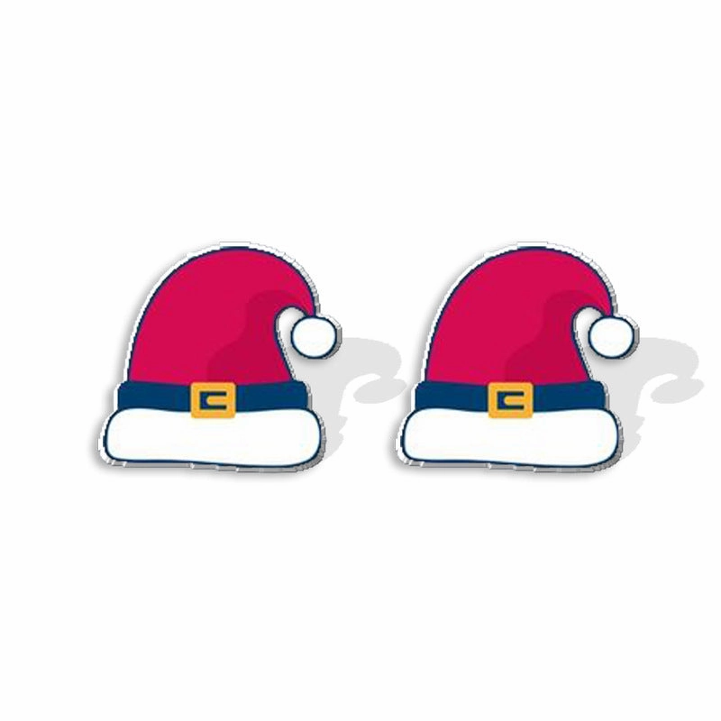 Wholesale Christmas Cartoon Santa Hat Acrylic Mini Earrings