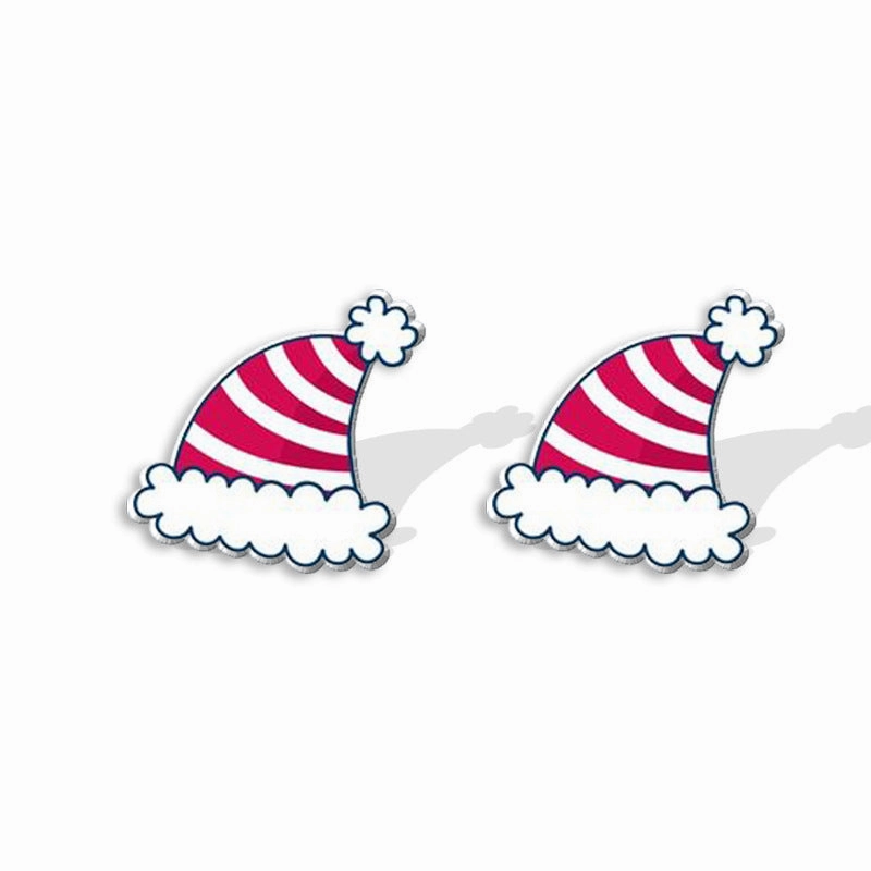 Wholesale Christmas Cartoon Santa Hat Acrylic Mini Earrings