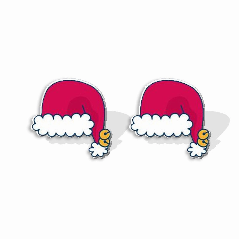 Wholesale Christmas Cartoon Santa Hat Acrylic Mini Earrings