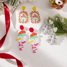 Wholesale Christmas Cartoon Snowman Acrylic Earrings
