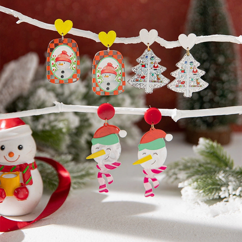 Wholesale Christmas Cartoon Snowman Acrylic Earrings