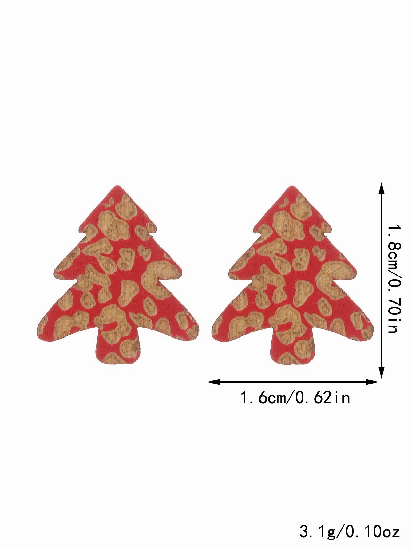 Wholesale Christmas Carved Leopard Pattern Christmas Tree Wooden Earrings