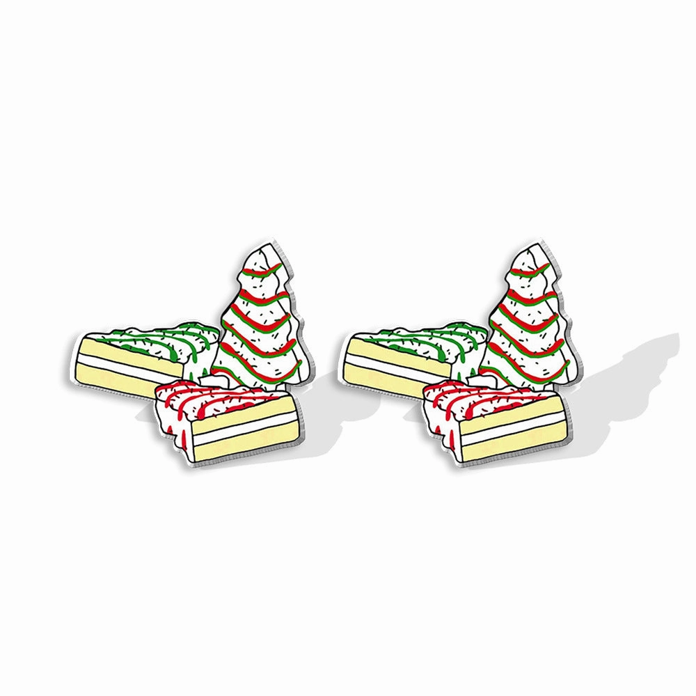Wholesale Christmas Christmas Cake Christmas Tree Acrylic Earrings