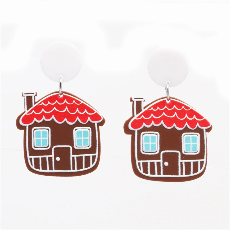 Wholesale Christmas Christmas House Acrylic Earrings
