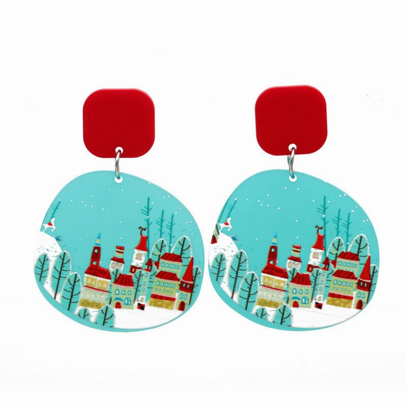 Wholesale Christmas Christmas House Acrylic Earrings