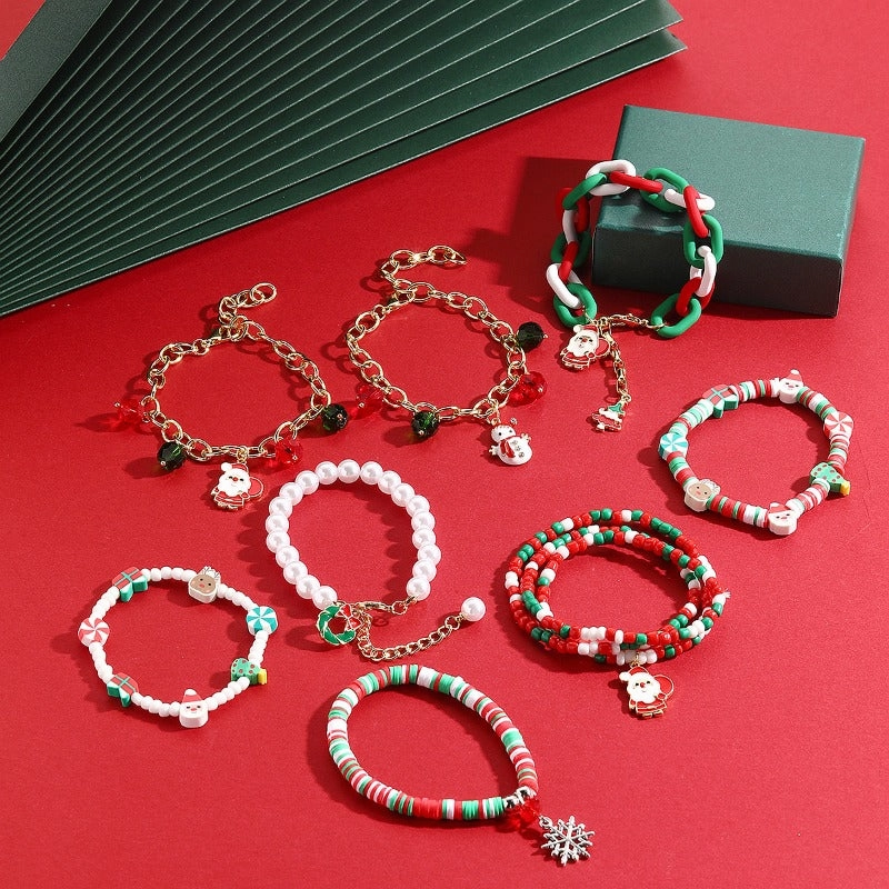 Wholesale Christmas Clay Crystal Pearl Bracelet