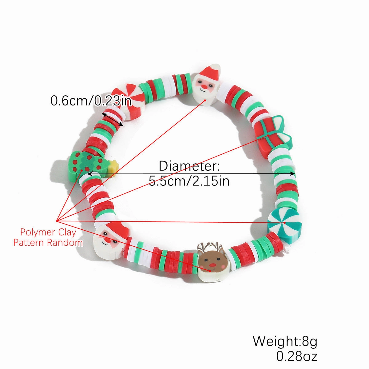 Wholesale Christmas Clay Crystal Pearl Bracelet