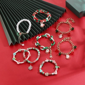 Wholesale Christmas Clay Crystal Pearl Bracelet