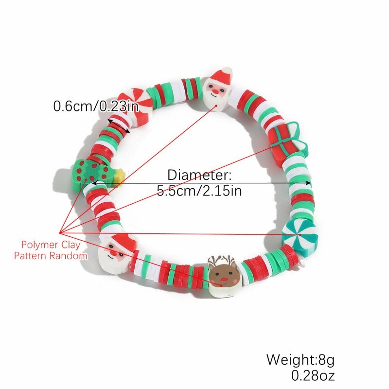 Wholesale Christmas Clay Crystal Pearl Bracelet