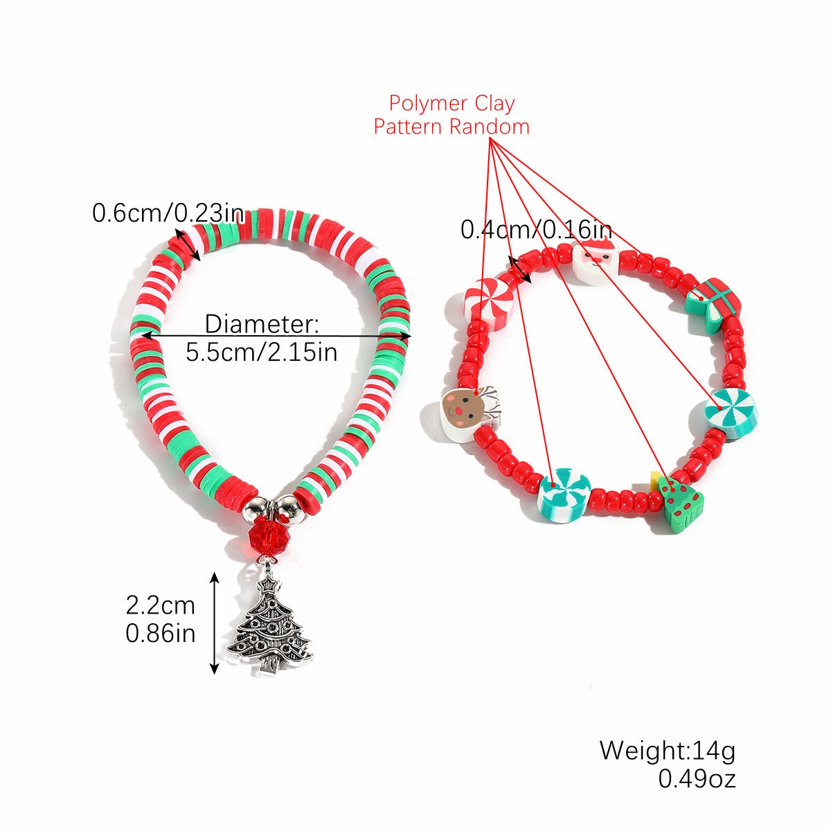 Wholesale Christmas Clay Crystal Pearl Bracelet