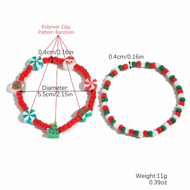 Wholesale Christmas Clay Crystal Pearl Bracelet
