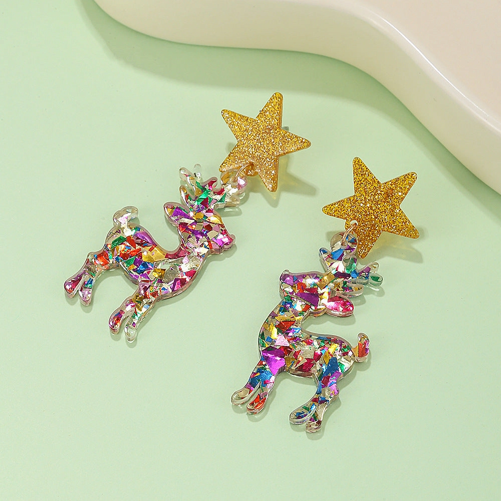 Wholesale Christmas Clothes, Hats, Deer Acrylic Earrings