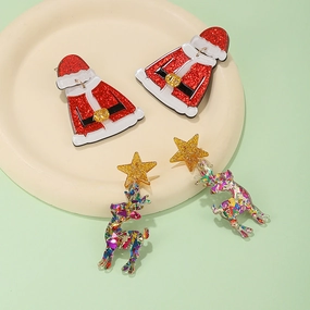Wholesale Christmas Clothes, Hats, Deer Acrylic Earrings