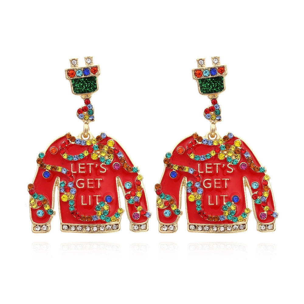 Wholesale Christmas Clothing Design with Oil Drop Diamond Earrings