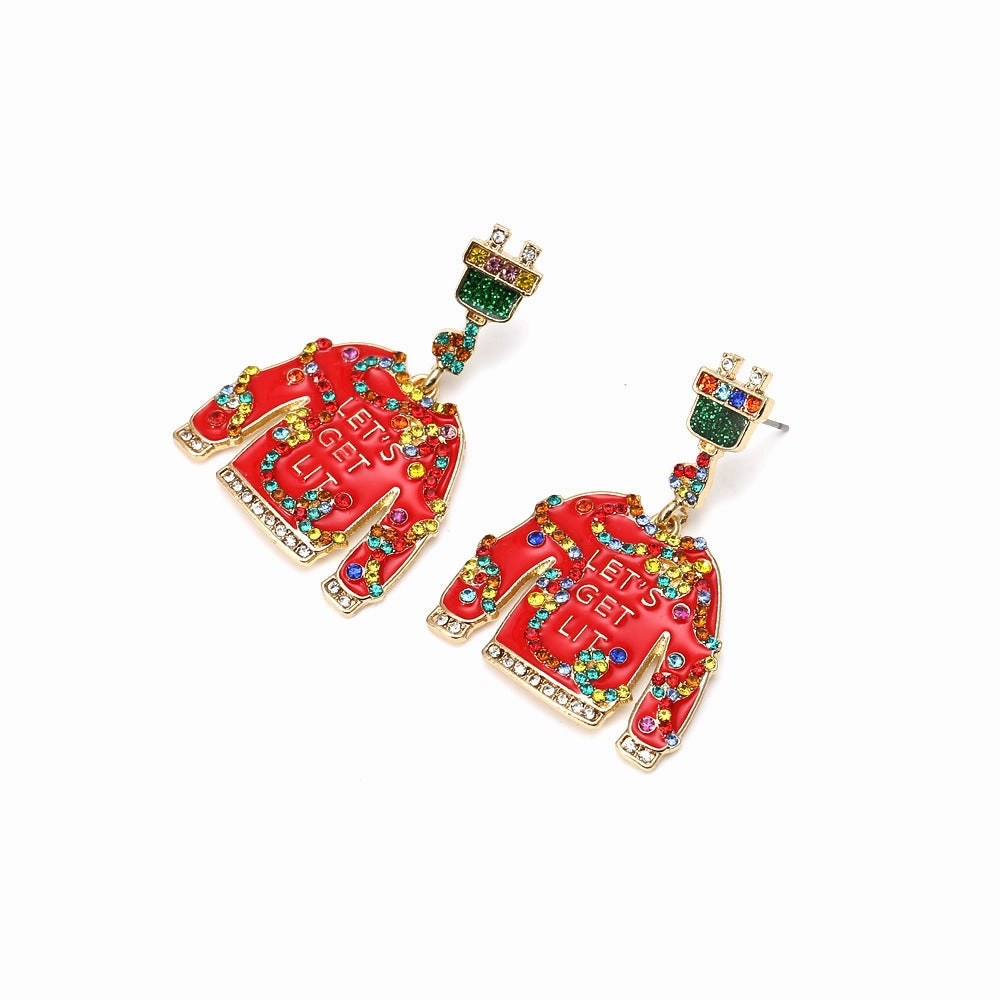 Wholesale Christmas Clothing Design with Oil Drop Diamond Earrings