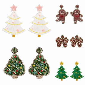 Wholesale Christmas Collection Christmas Tree Gingerbread Man Earrings