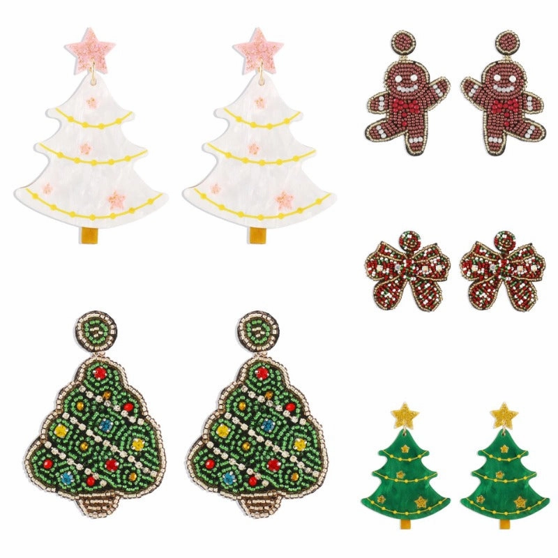 Wholesale Christmas Collection Christmas Tree Gingerbread Man Earrings