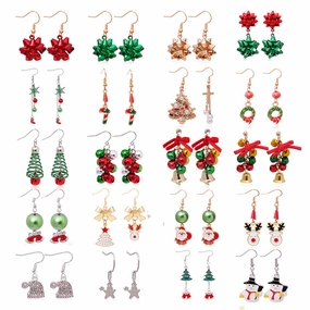 Wholesale Christmas Colored Bell Snowflake Christmas Tree Alloy Earrings