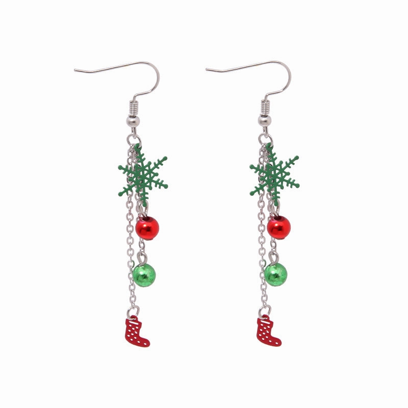 Wholesale Christmas Colored Bell Snowflake Christmas Tree Alloy Earrings