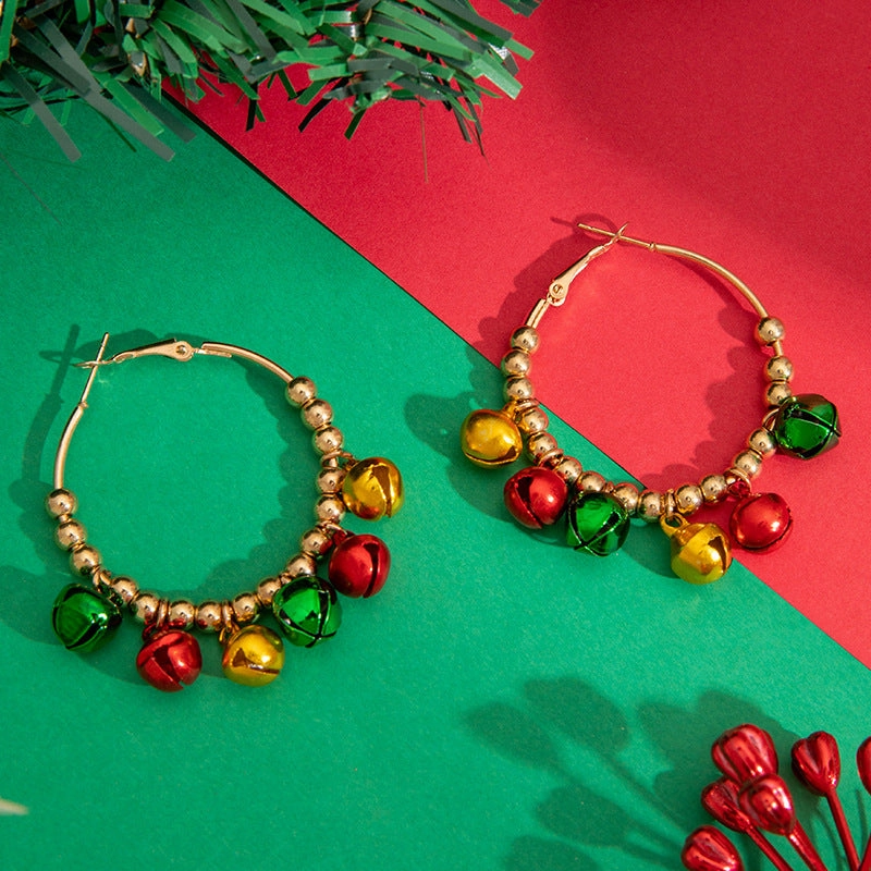 Wholesale Christmas Colorful Bell Alloy Earrings