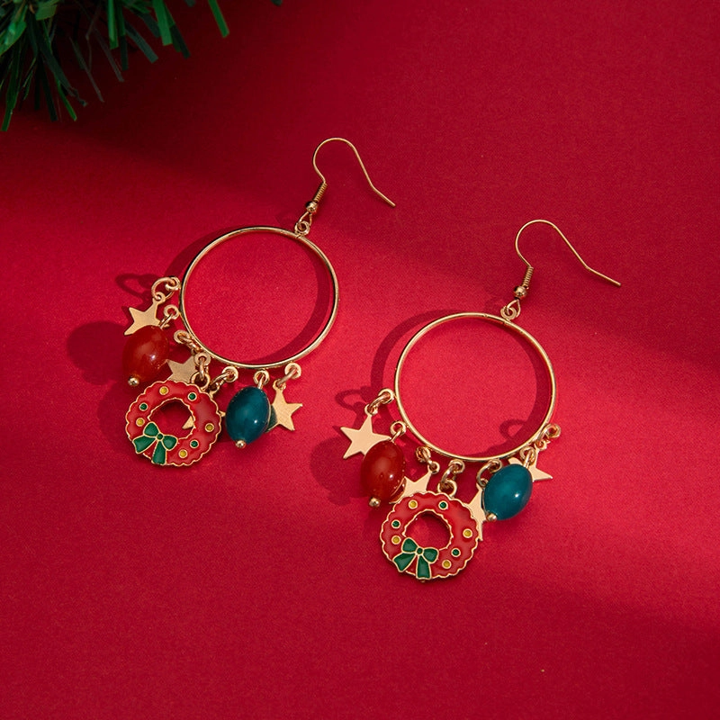 Wholesale Christmas Colorful Bell Alloy Earrings