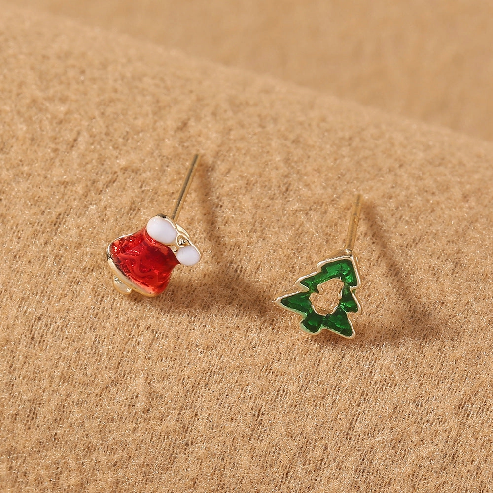 Wholesale Christmas Colorful Mini Gloves Christmas Tree Stud Earrings