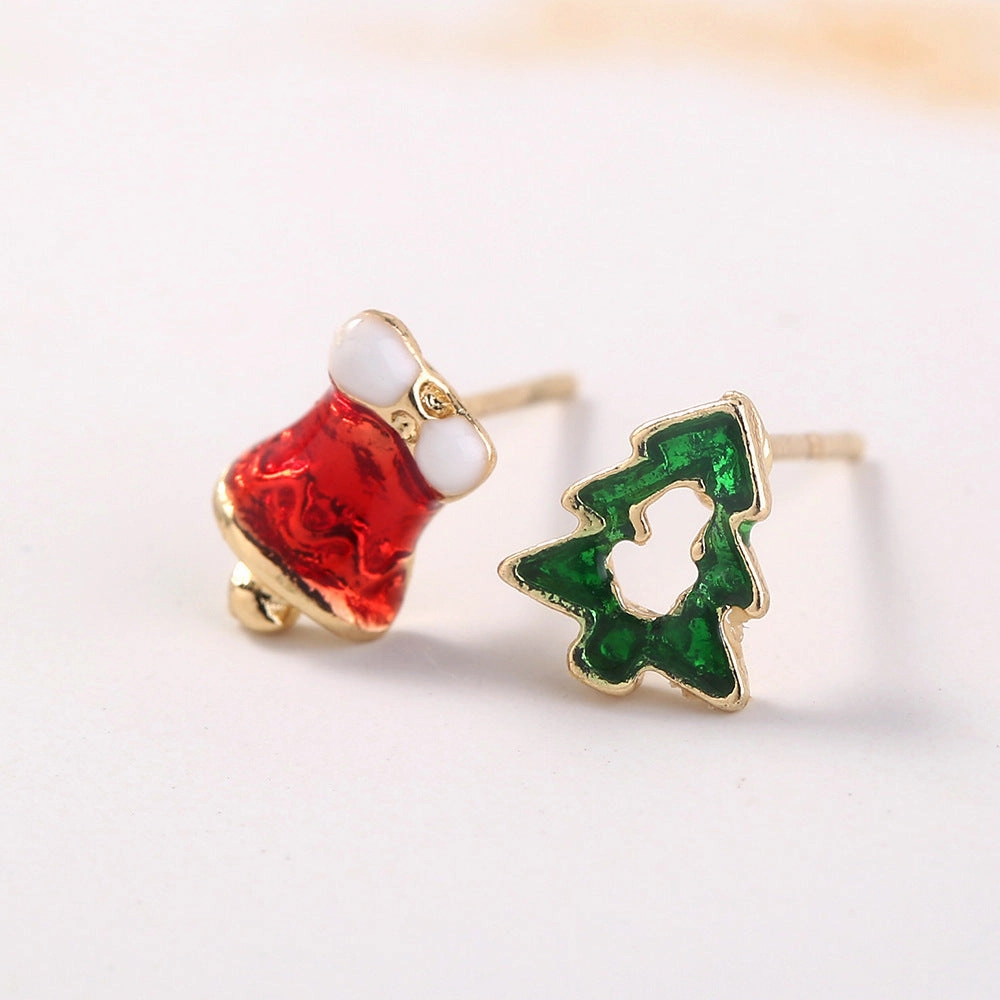 Wholesale Christmas Colorful Mini Gloves Christmas Tree Stud Earrings