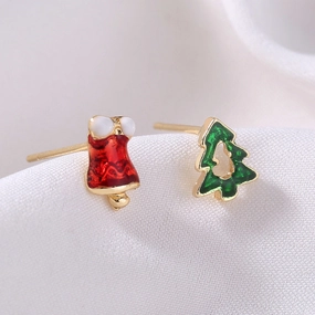 Wholesale Christmas Colorful Mini Gloves Christmas Tree Stud Earrings