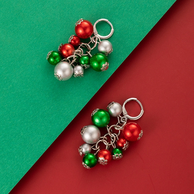 Wholesale Christmas Colorful Pearl Earrings