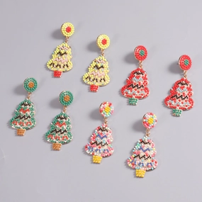 Wholesale Christmas Colorful Rice Bead Earrings
