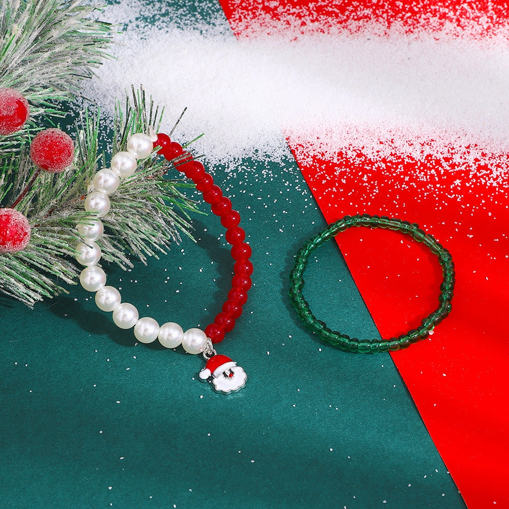 Wholesale Christmas Colorful Rice Beads Beaded Bracelet Set
