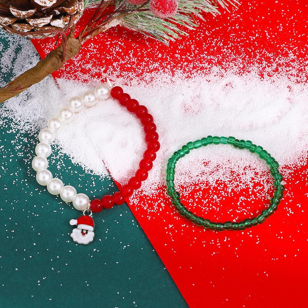 Wholesale Christmas Colorful Rice Beads Beaded Bracelet Set