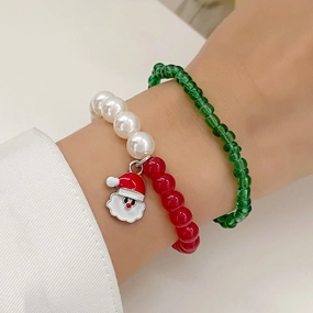 Wholesale Christmas Colorful Rice Beads Beaded Bracelet Set
