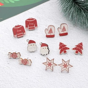 Wholesale Christmas Colorful Wood Earrings