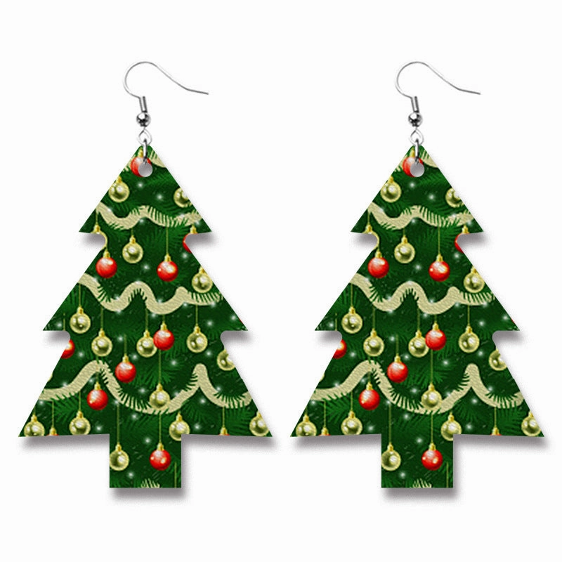 Wholesale Christmas Cow Sheep Animal Western Style Sunflower Retro PU Leather Earrings