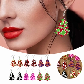 Wholesale Christmas Creative Christmas Tree Shape Colorful Design Acrylic Earrings