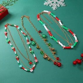 Wholesale Christmas Creative Colorful Bell Necklace