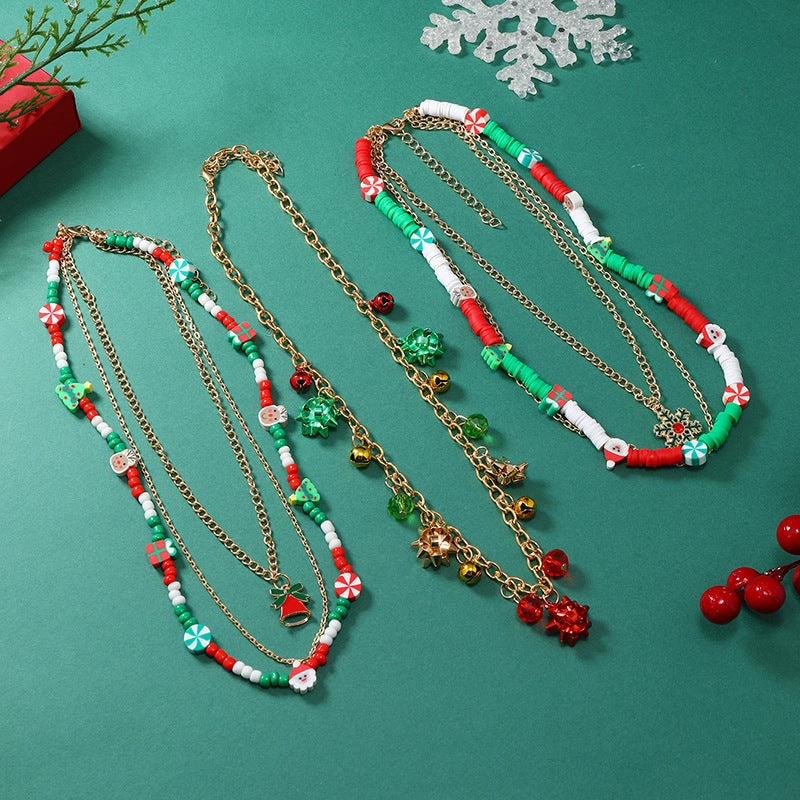 Wholesale Christmas Creative Colorful Bell Necklace
