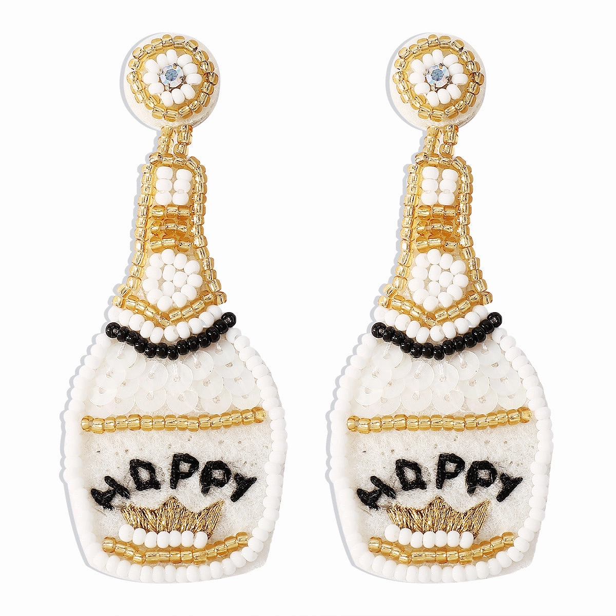 Wholesale Christmas Creative Whiskey Bottle Rice Beads Sequin Earrings