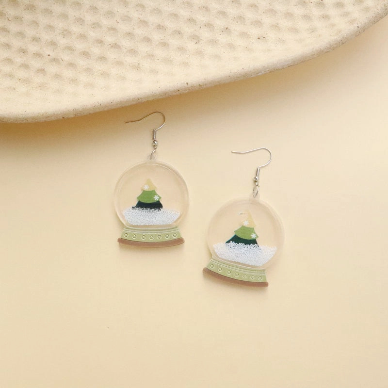 Wholesale Christmas Crystal Ball Christmas Tree Twister Egg Twister Snowflake Rice Pearl Acrylic Earrings