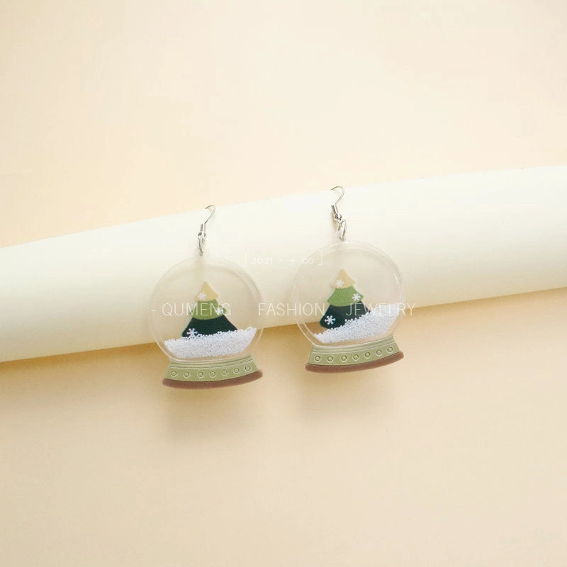 Wholesale Christmas Crystal Ball Christmas Tree Twister Egg Twister Snowflake Rice Pearl Acrylic Earrings