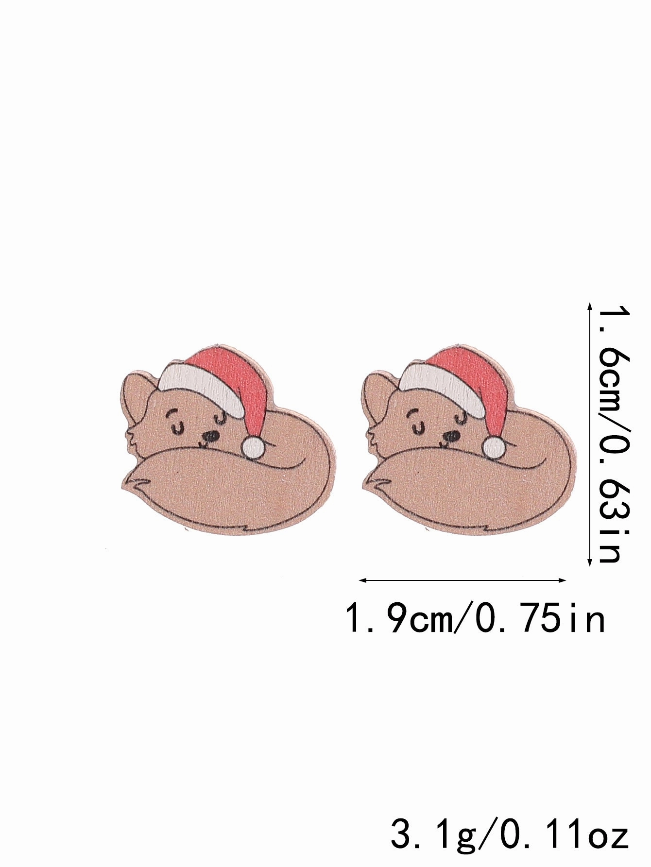 Wholesale Christmas Cute Animal Bear Fox Wooden Vintage Earrings