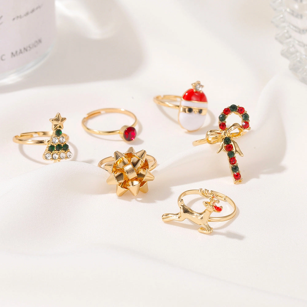 Wholesale Christmas Cute Cartoon Open Adjustable Band Rings