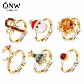 Wholesale Christmas Cute Cartoon Open Adjustable Band Rings
